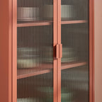Fluted Glass And Metal Dresser - Terracotta