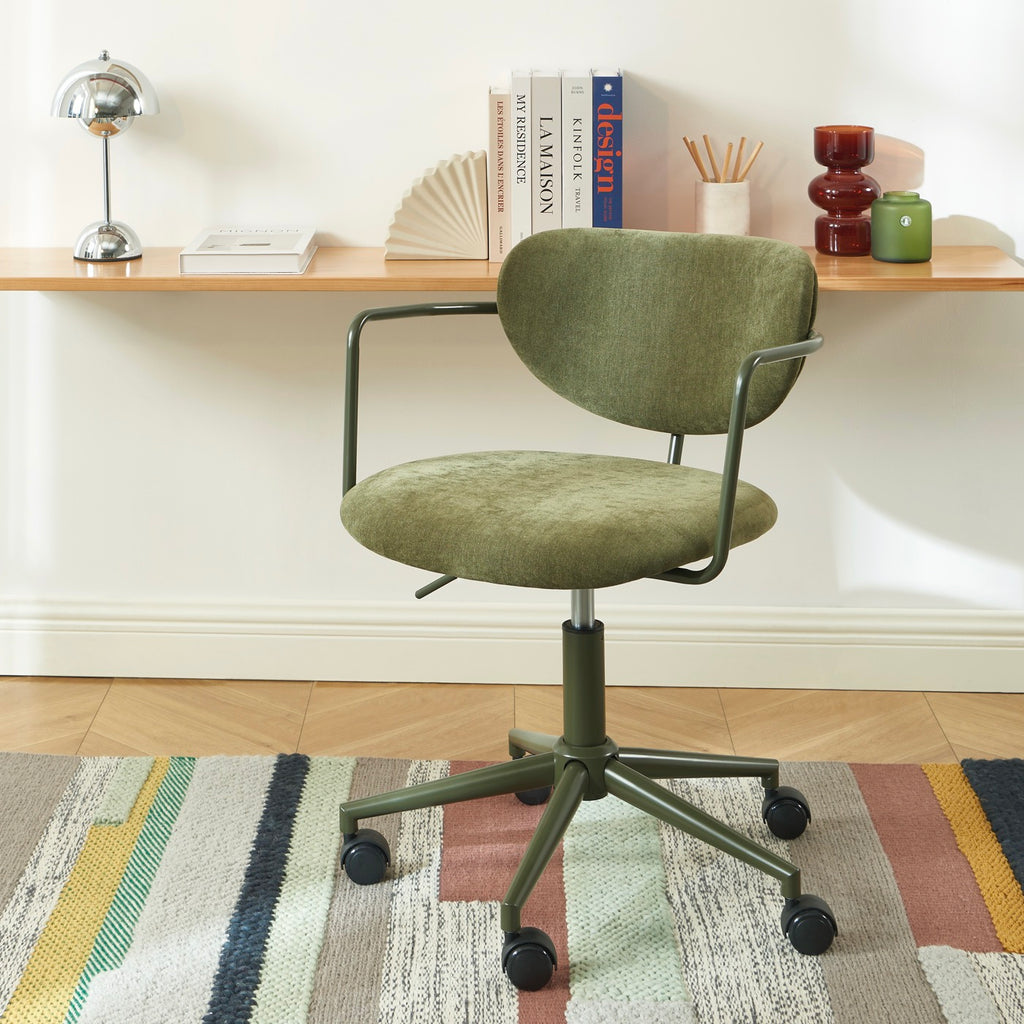 Chaise De Bureau - Tissu - Vert Olive - Avec Roulettes