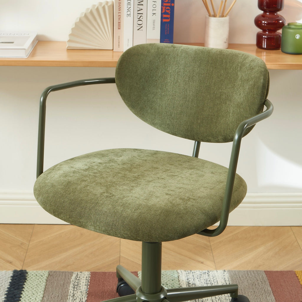 Chaise De Bureau - Tissu - Vert Olive - Avec Roulettes