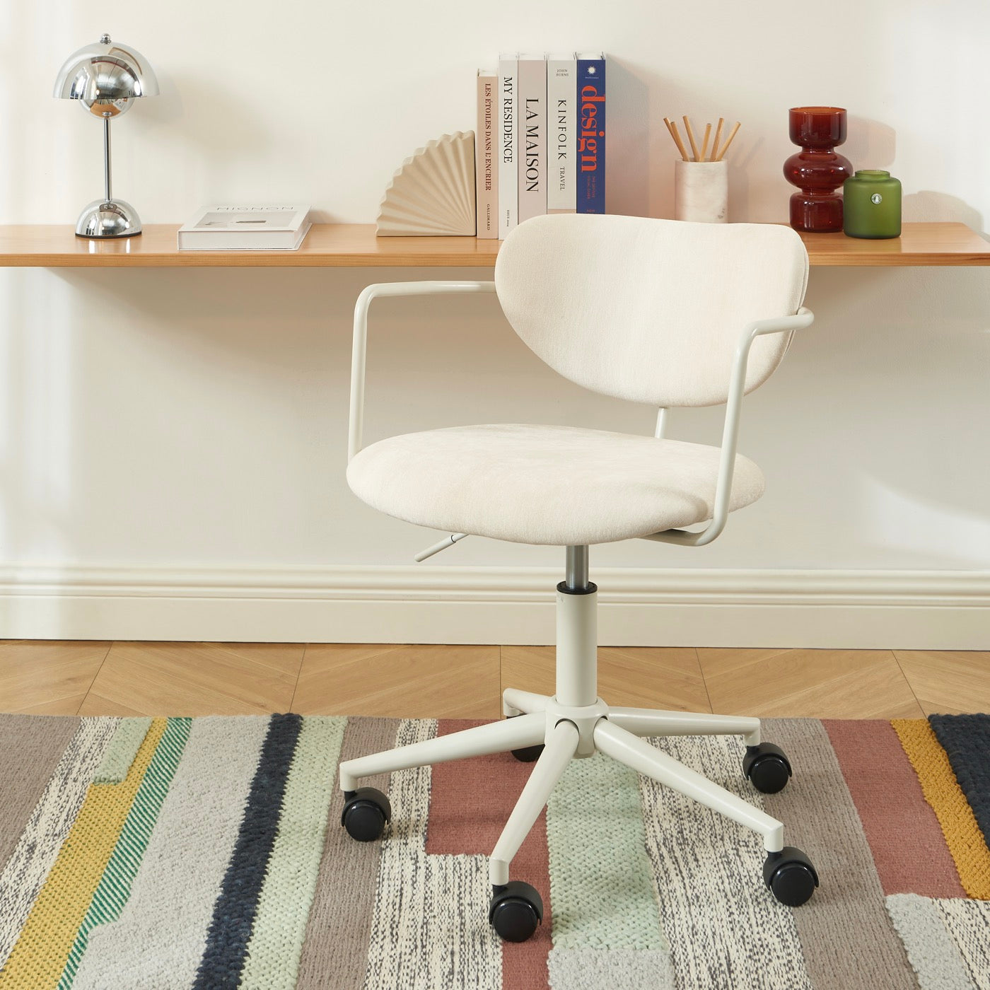 Chaise De Bureau - Tissu - Beige Sable - Avec Roulettes