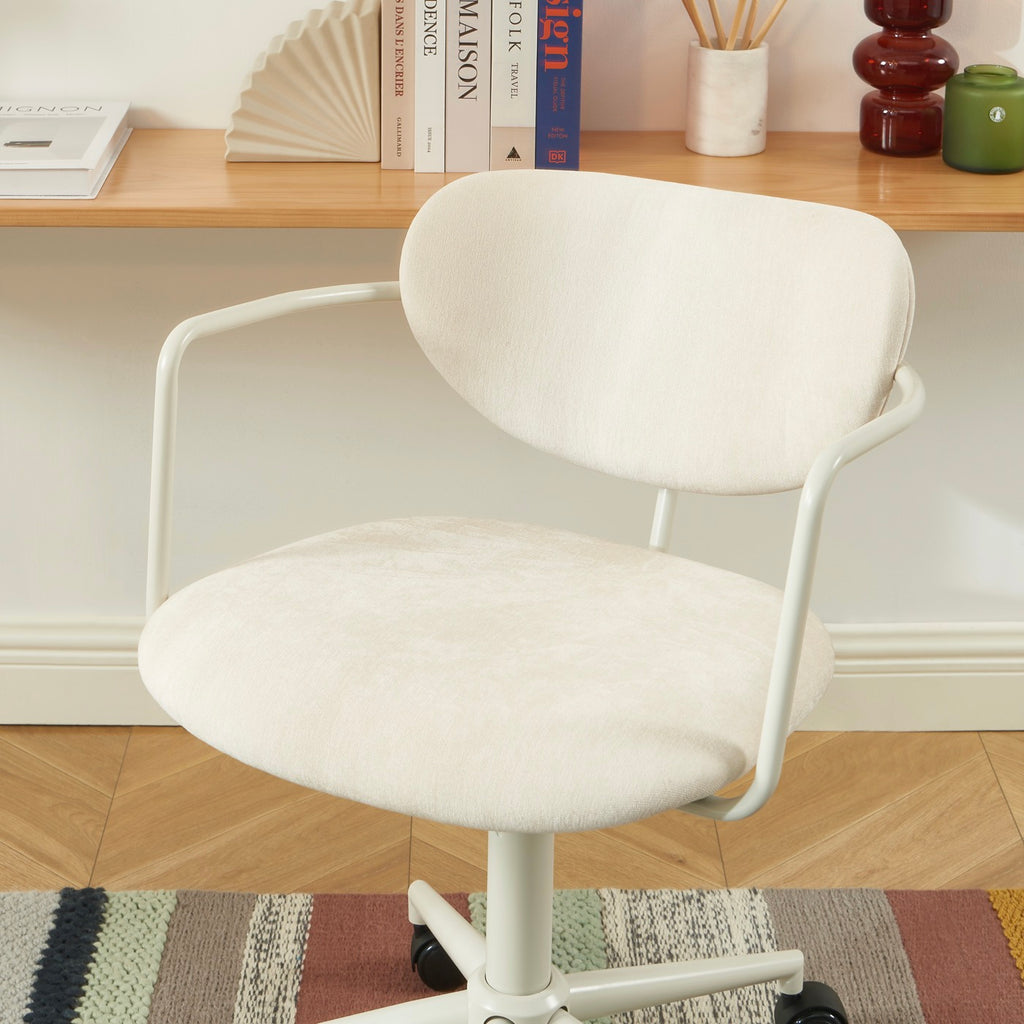 Chaise De Bureau - Tissu - Beige Sable - Avec Roulettes