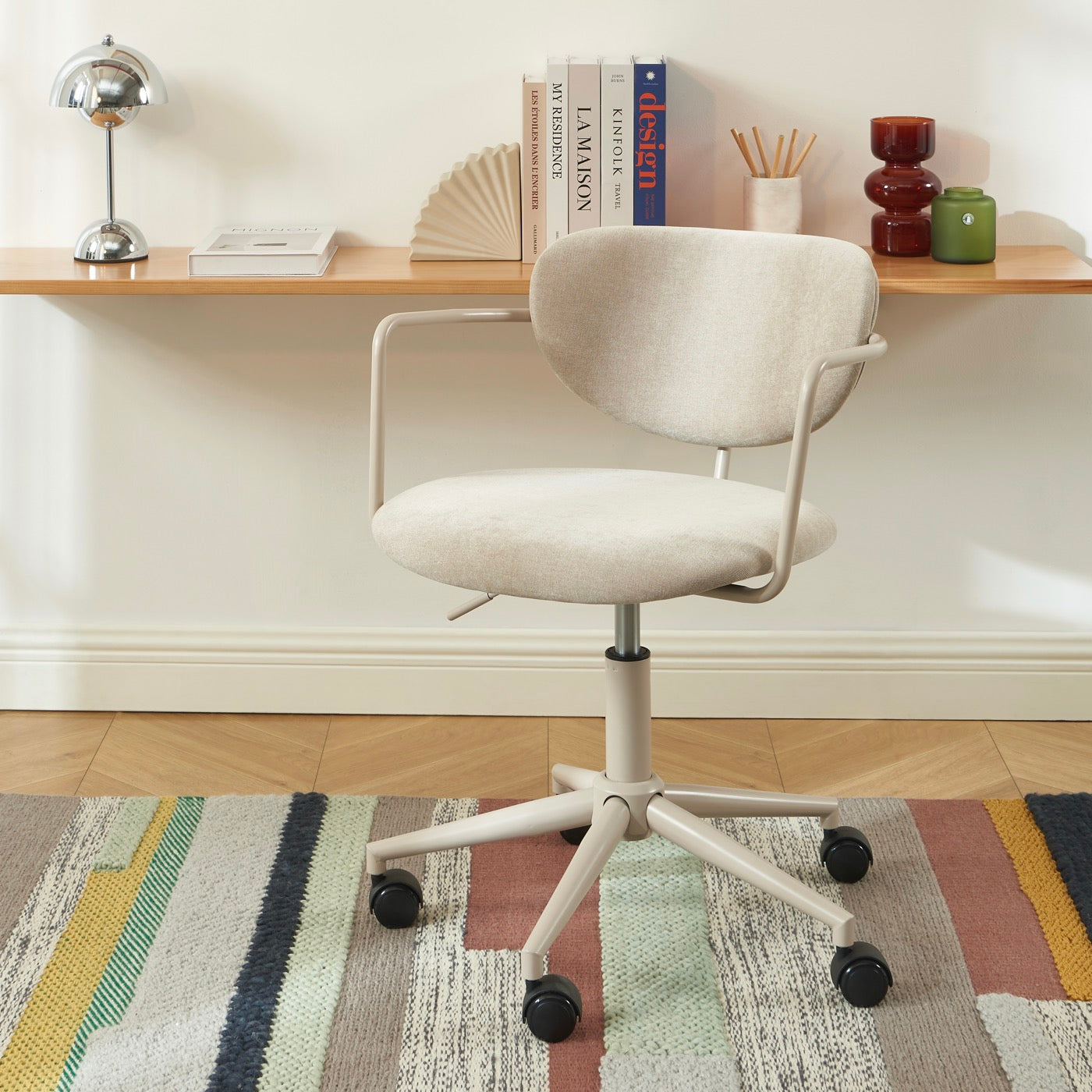 Chaise De Bureau - Tissu - Taupe - Avec Roulettes