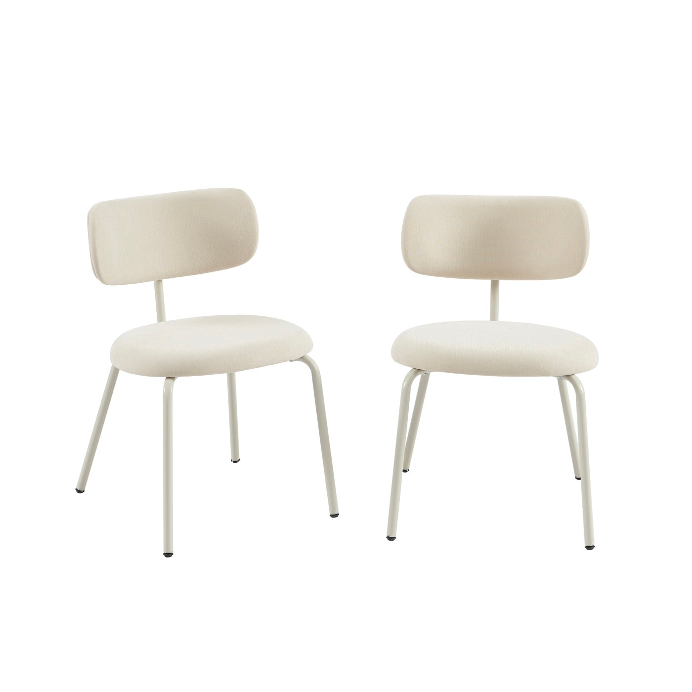 Lot De 2 Chaises - Tissu Et Pieds Métal - Beige Sable