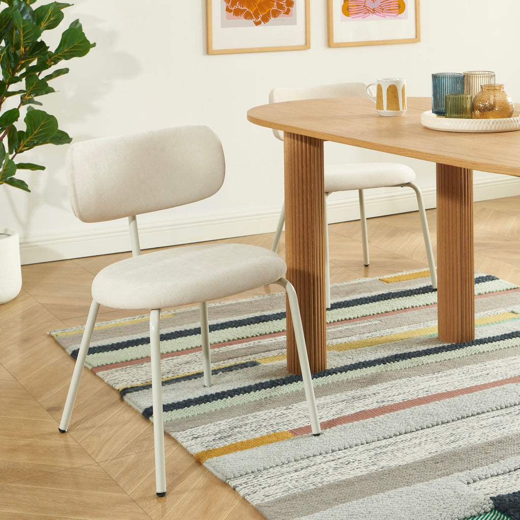Lot De 2 Chaises - Tissu Et Pieds Métal - Beige Sable