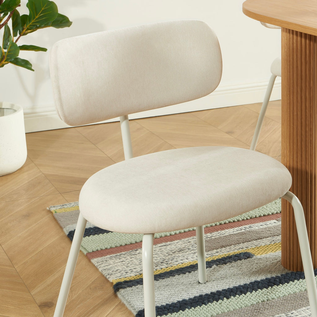 Lot De 2 Chaises - Tissu Et Pieds Métal - Beige Sable