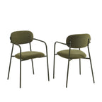 Lot De 2 Chaises - Tissu Et Pieds Métal - Vert Olive