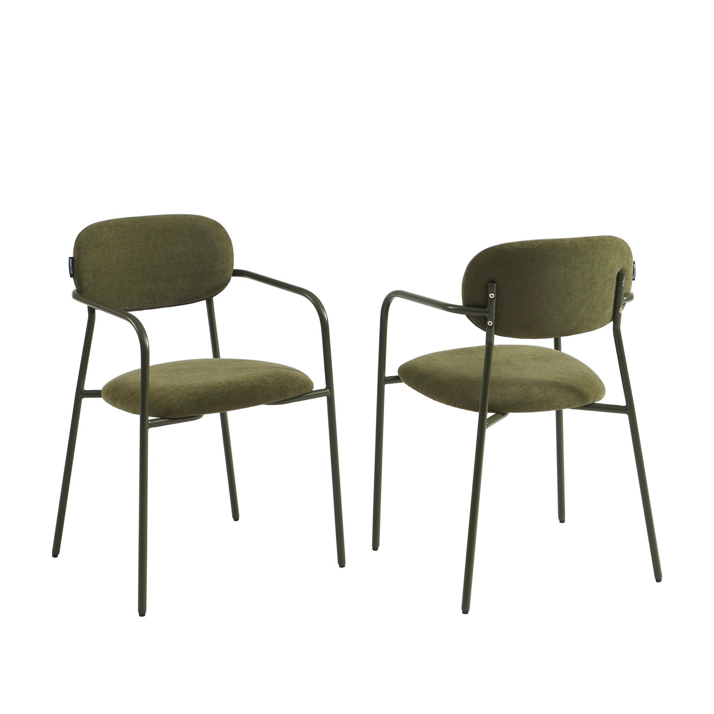 Lot De 2 Chaises - Tissu Et Pieds Métal - Vert Olive