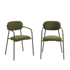 Lot De 2 Chaises - Tissu Et Pieds Métal - Vert Olive
