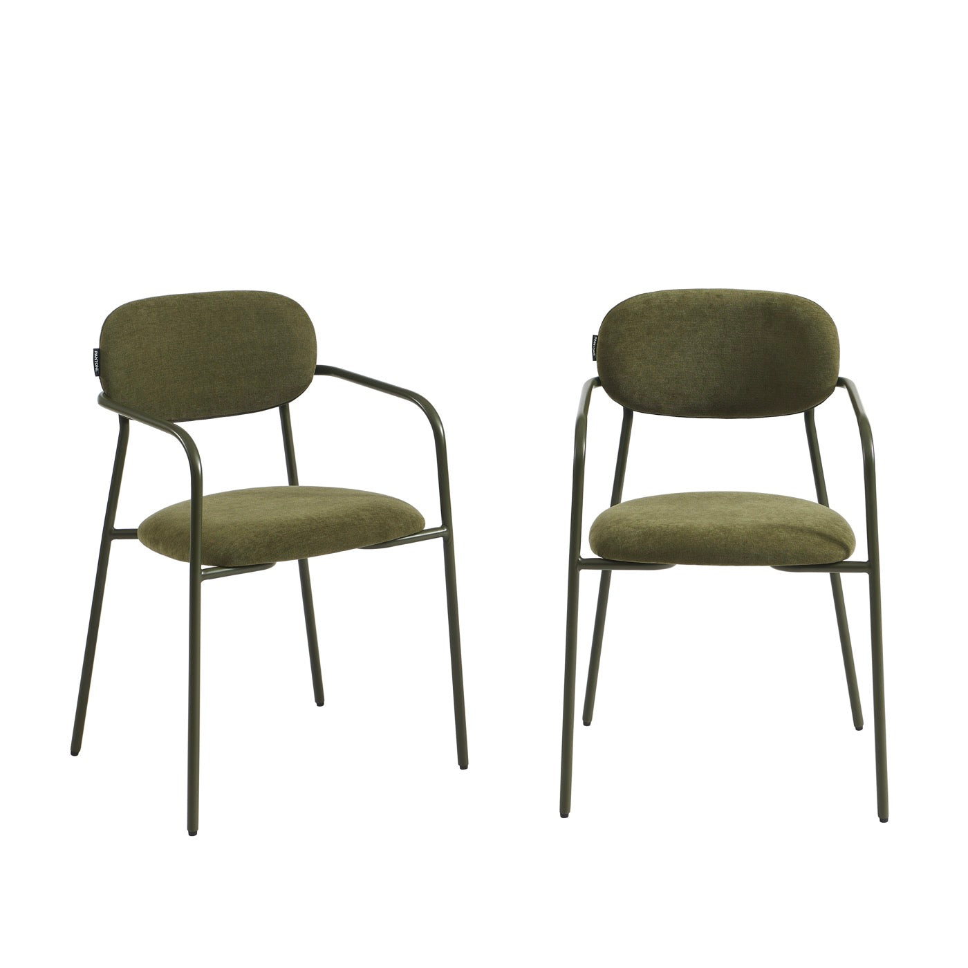 Lot De 2 Chaises - Tissu Et Pieds Métal - Vert Olive