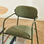 Lot De 2 Chaises - Tissu Et Pieds Métal - Vert Olive