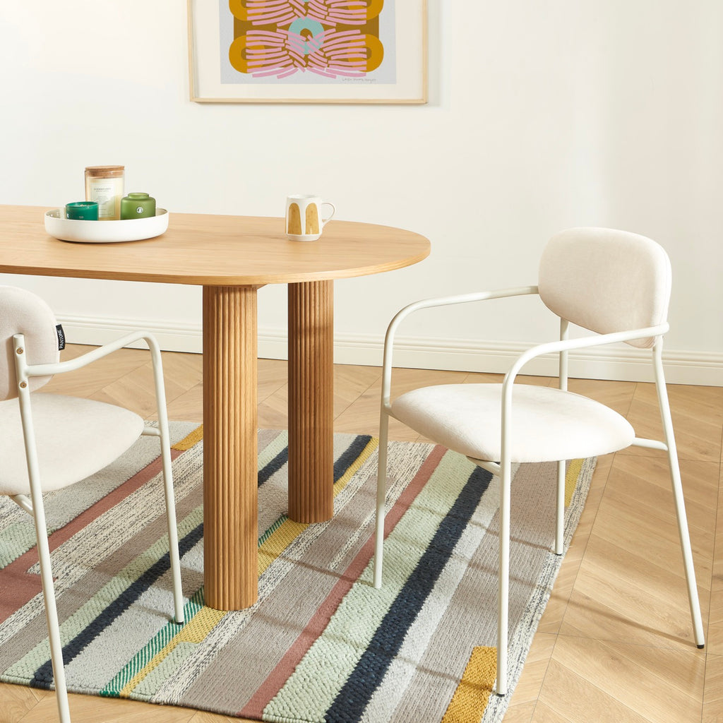 Lot De 2 Chaises - Tissu Et Pieds Métal - Beige Sable