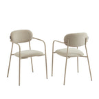 Set Of 2 Chairs - Fabric & Metal Legs - Taupe