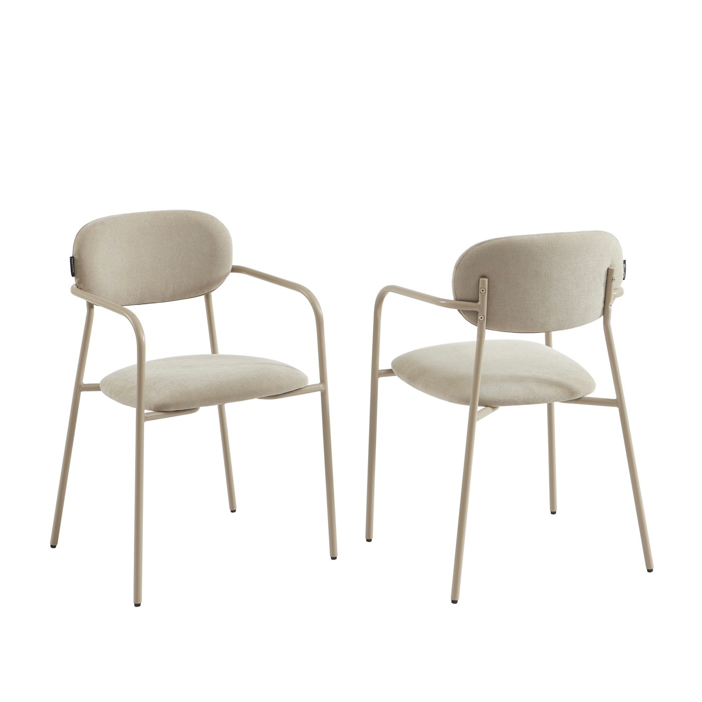 Set Of 2 Chairs - Fabric & Metal Legs - Taupe