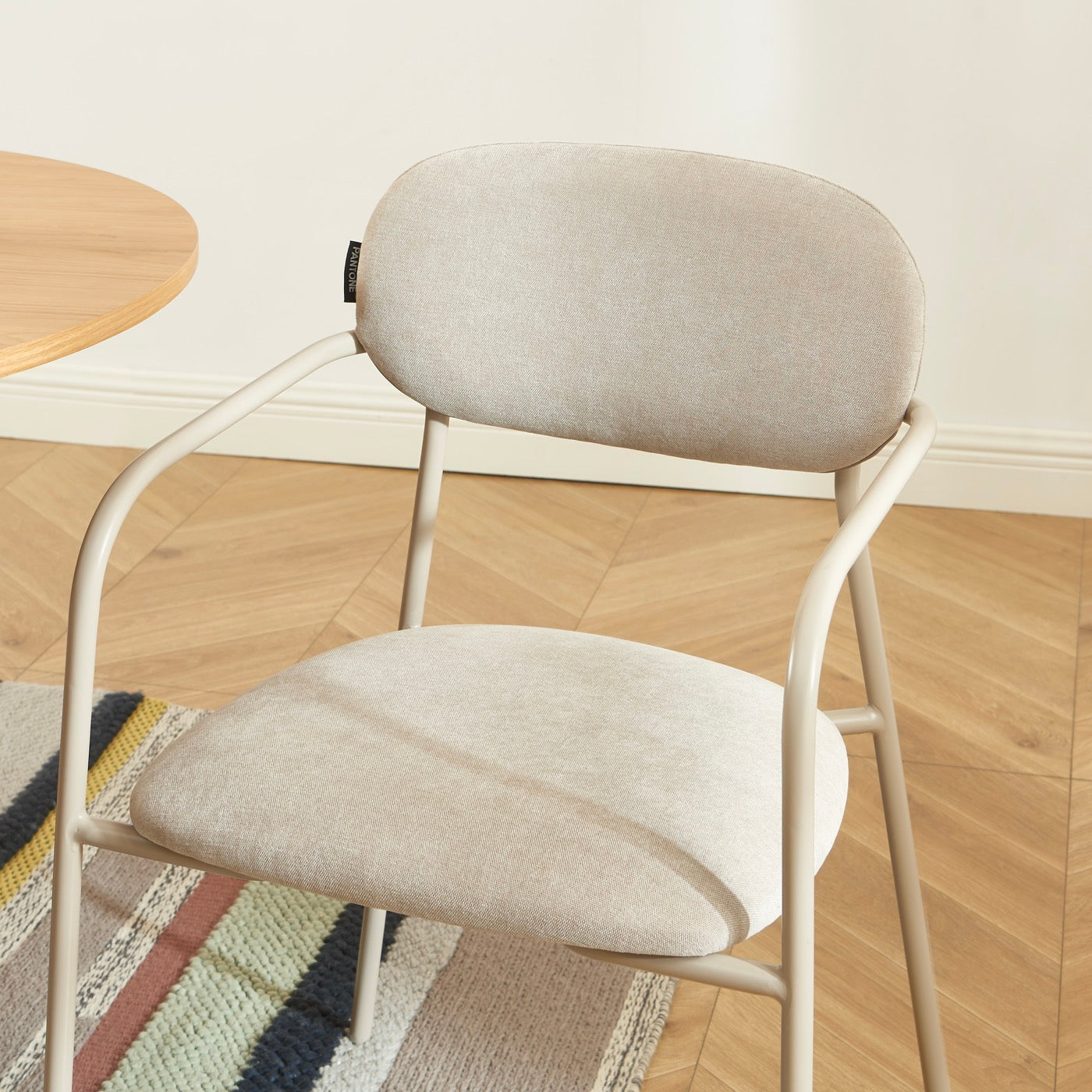 Set Of 2 Chairs - Fabric & Metal Legs - Taupe