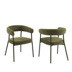 Lot De 2 Chaises - Tissu Et Pieds Métal - Vert Olive
