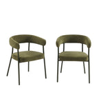 Lot De 2 Chaises - Tissu Et Pieds Métal - Vert Olive