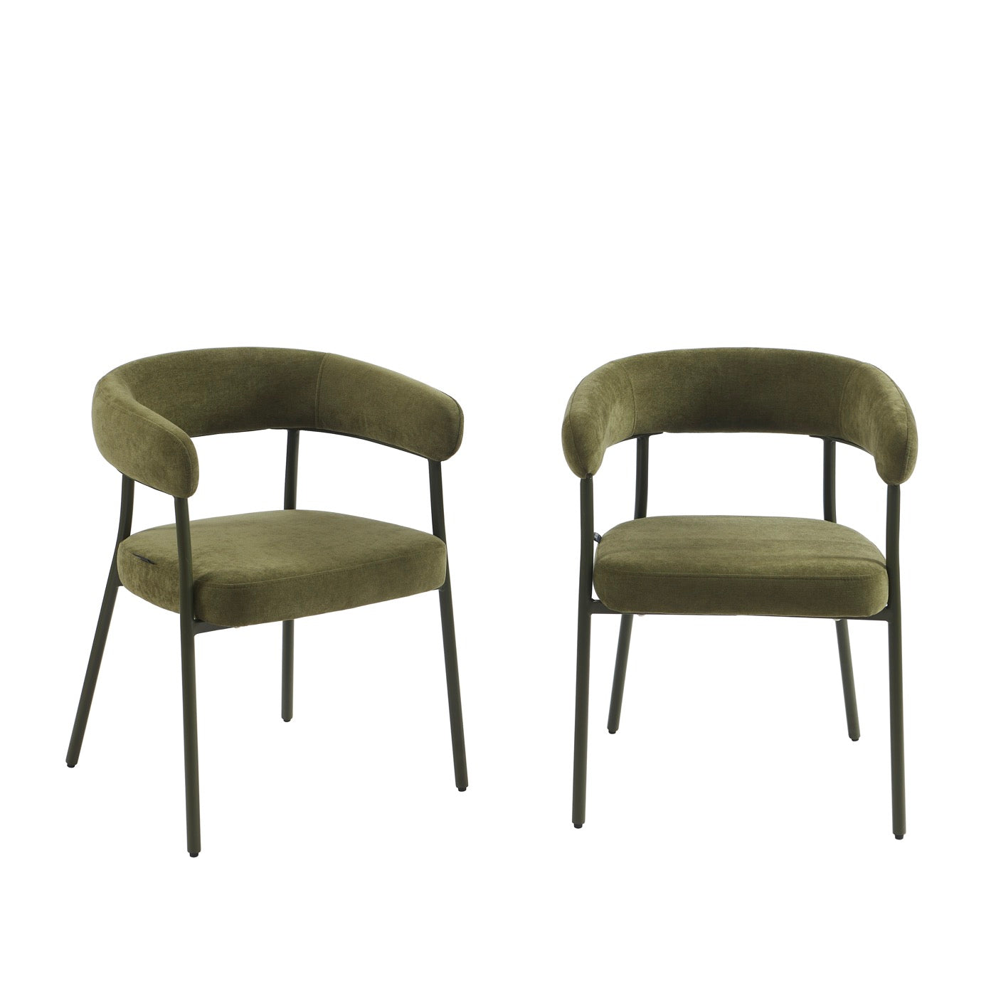 Lot De 2 Chaises - Tissu Et Pieds Métal - Vert Olive
