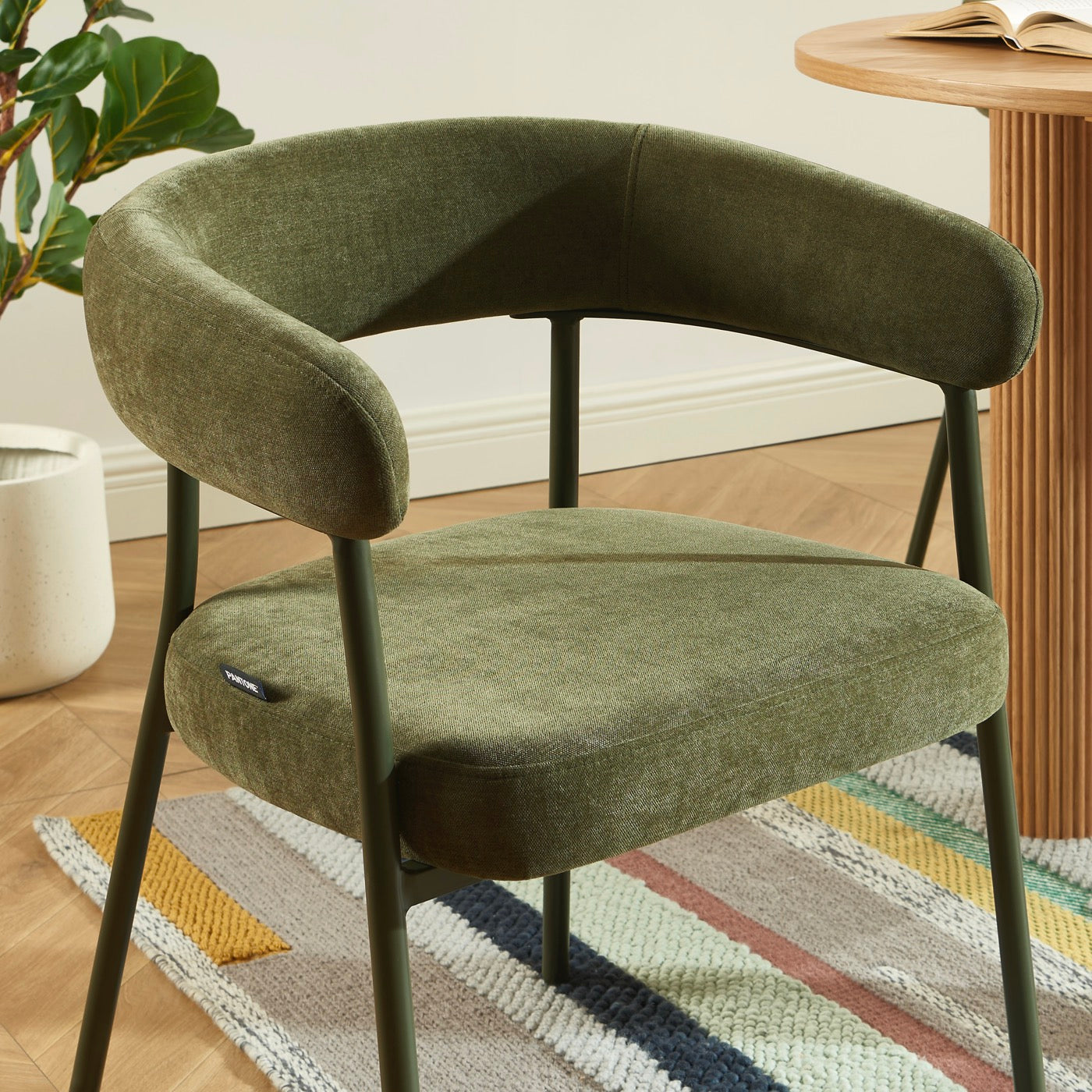 Lot De 2 Chaises - Tissu Et Pieds Métal - Vert Olive