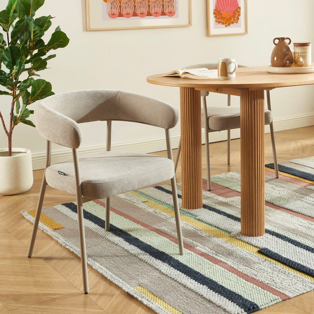 Lot De 2 Chaises - Tissu Et Pieds Métal - Taupe