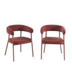 Lot De 2 Chaises - Tissu Et Pieds Métal - Terracotta