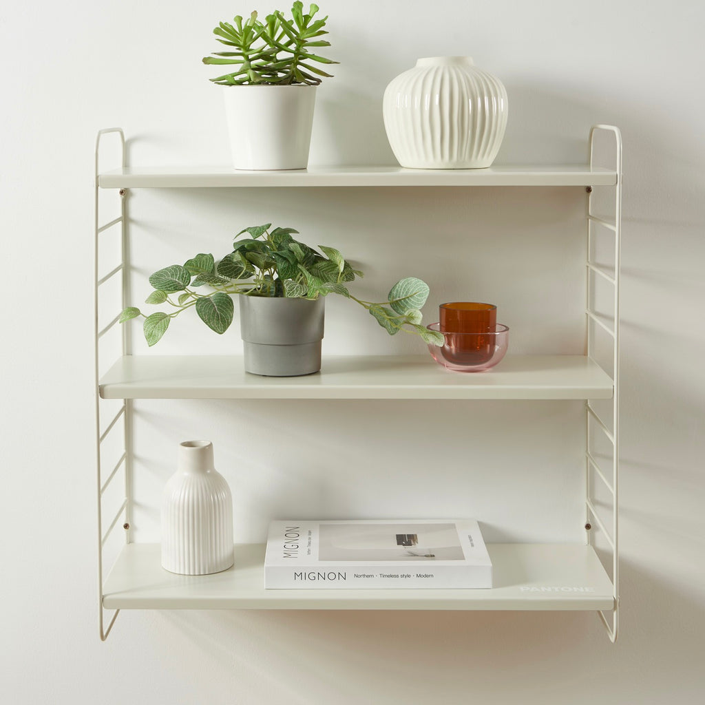 3 Tier Wall Shelf - Metal - Sand Beige