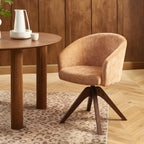 Paola - Chairs - Chenille Fabric - Terracotta Solid Oak Leg