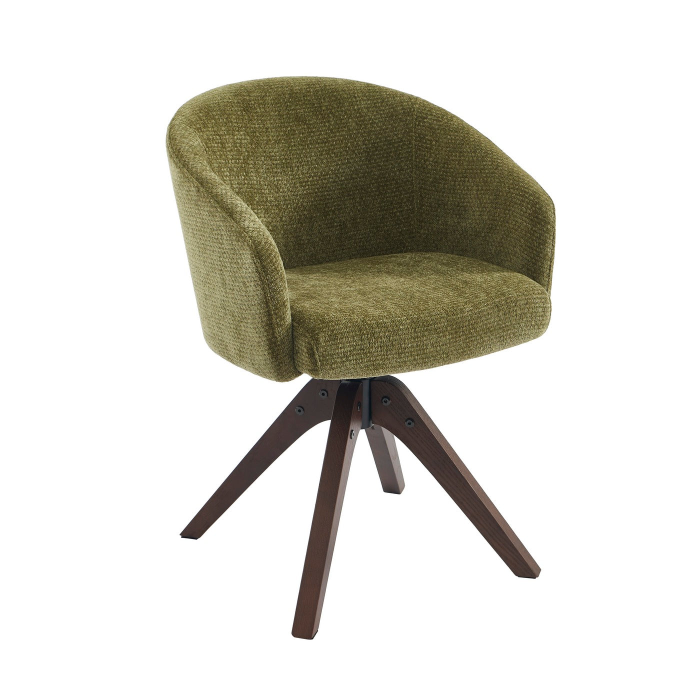 Paola - Chairs - Chenille Fabric - Green Solid Oak Leg