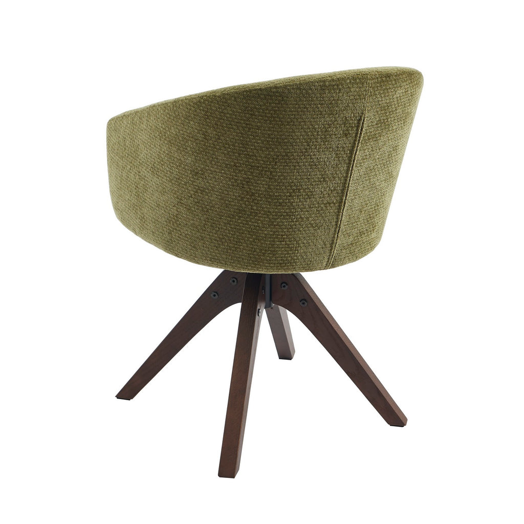 Paola - Chairs - Chenille Fabric - Green Solid Oak Leg