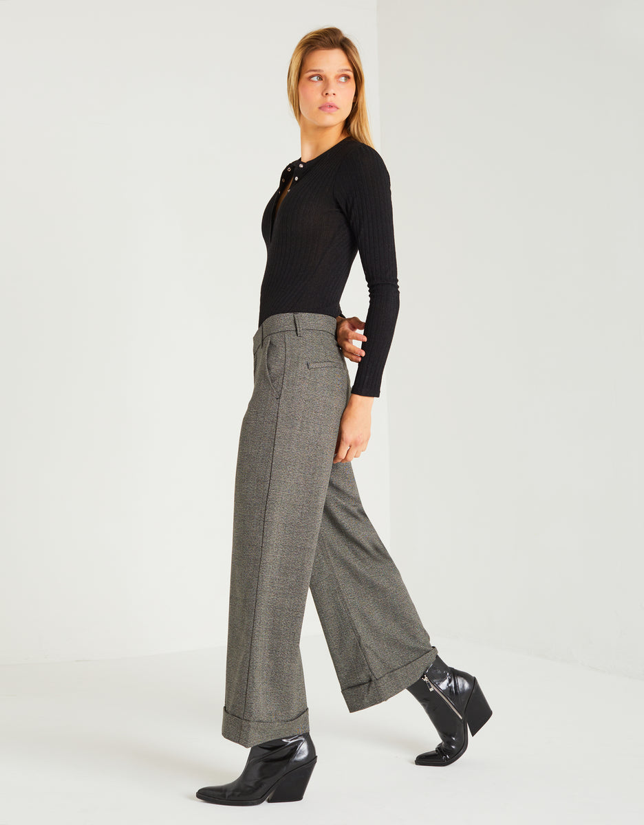Paolo Fancy H23 Wide Jeans - Black Tartan - Women's