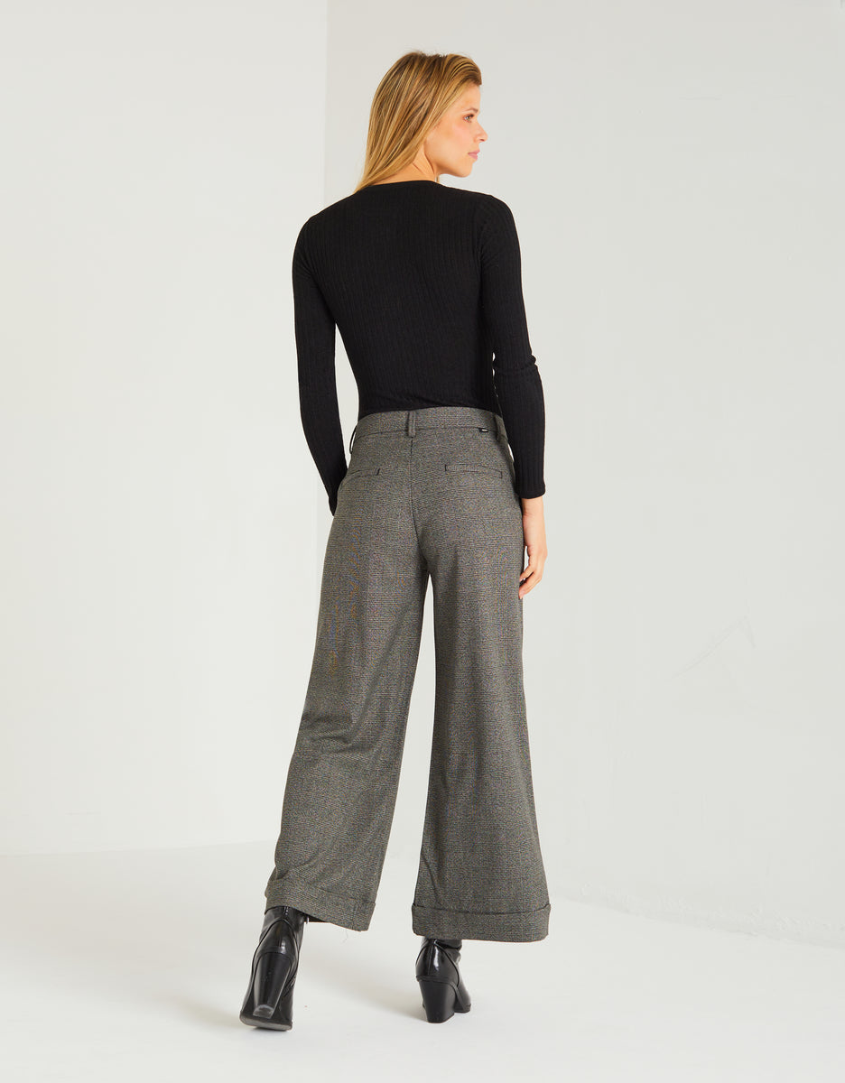 Paolo Fancy H23 Wide Jeans - Black Tartan - Women's