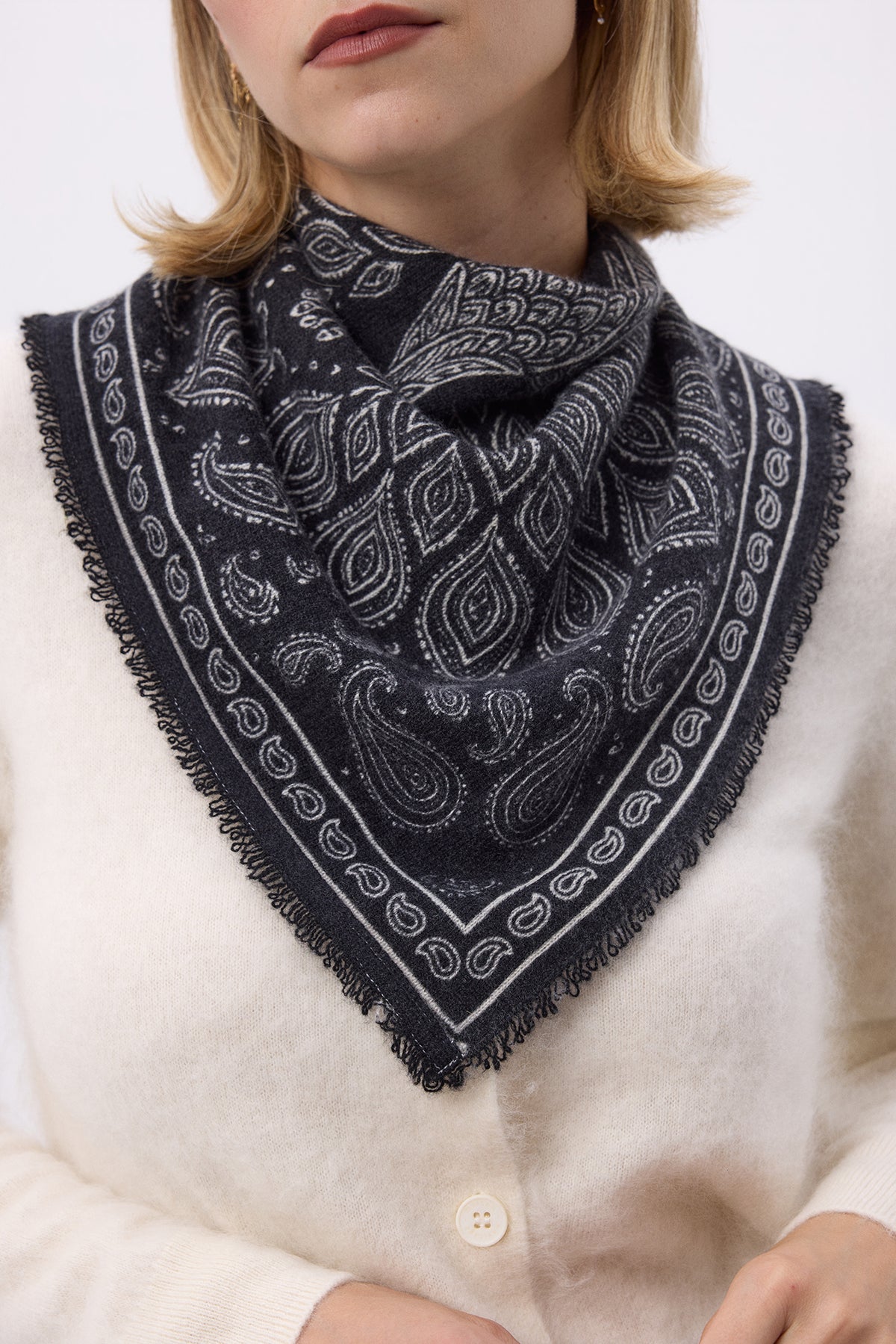 Lille bandana Paon - Sort/Hvid - Dame