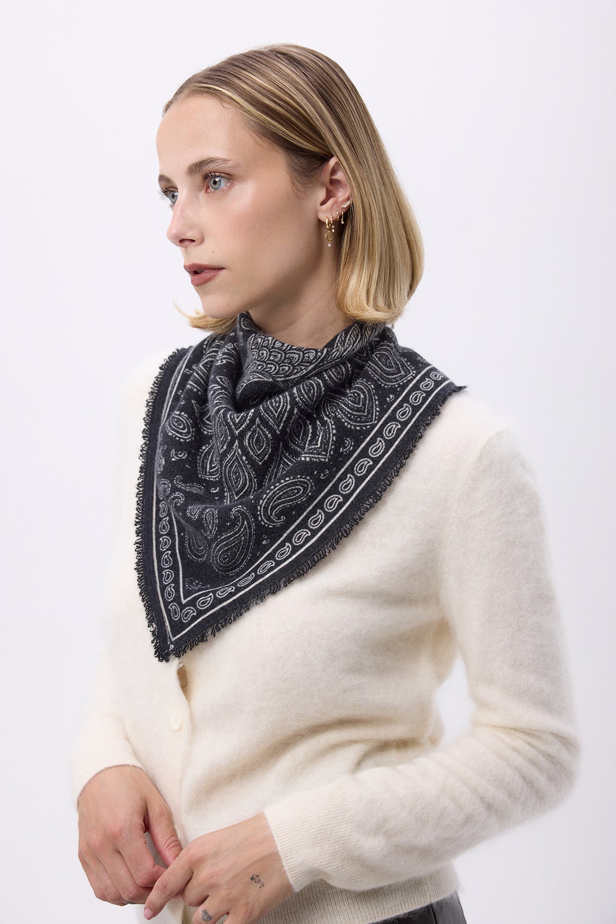 Lille bandana Paon - Sort/Hvid - Dame