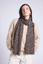 Schal Pardy – Beige Leopard – Unisex – 100 % Kaschmir