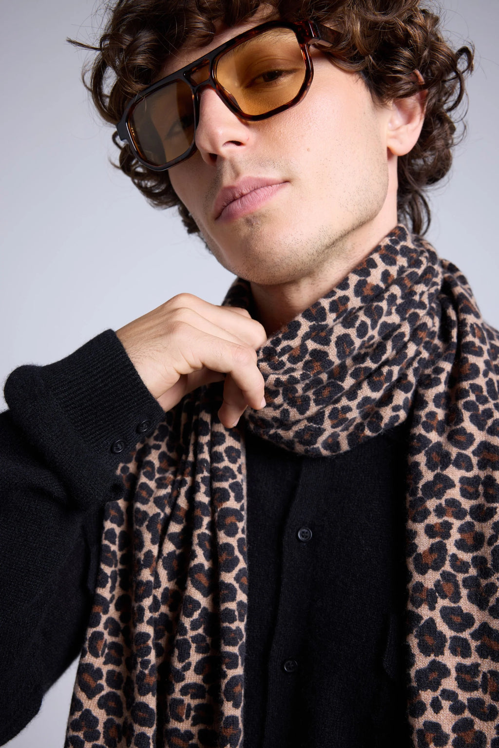 Schal Pardy – Beige Leopard – Unisex – 100 % Kaschmir