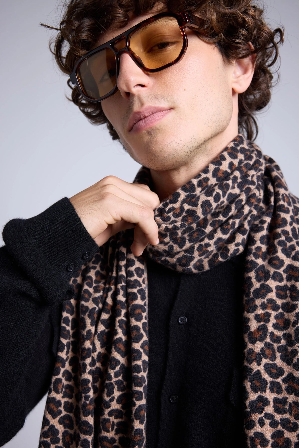 Schal Pardy – Beige Leopard – Unisex – 100 % Kaschmir
