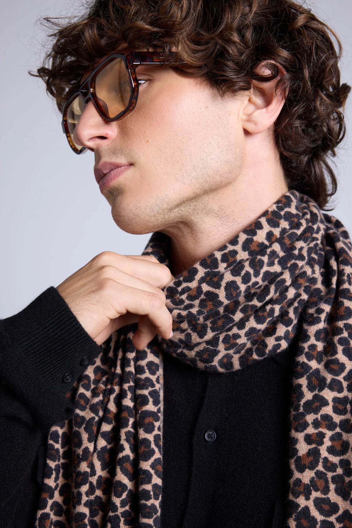 Schal Pardy – Beige Leopard – Unisex – 100 % Kaschmir