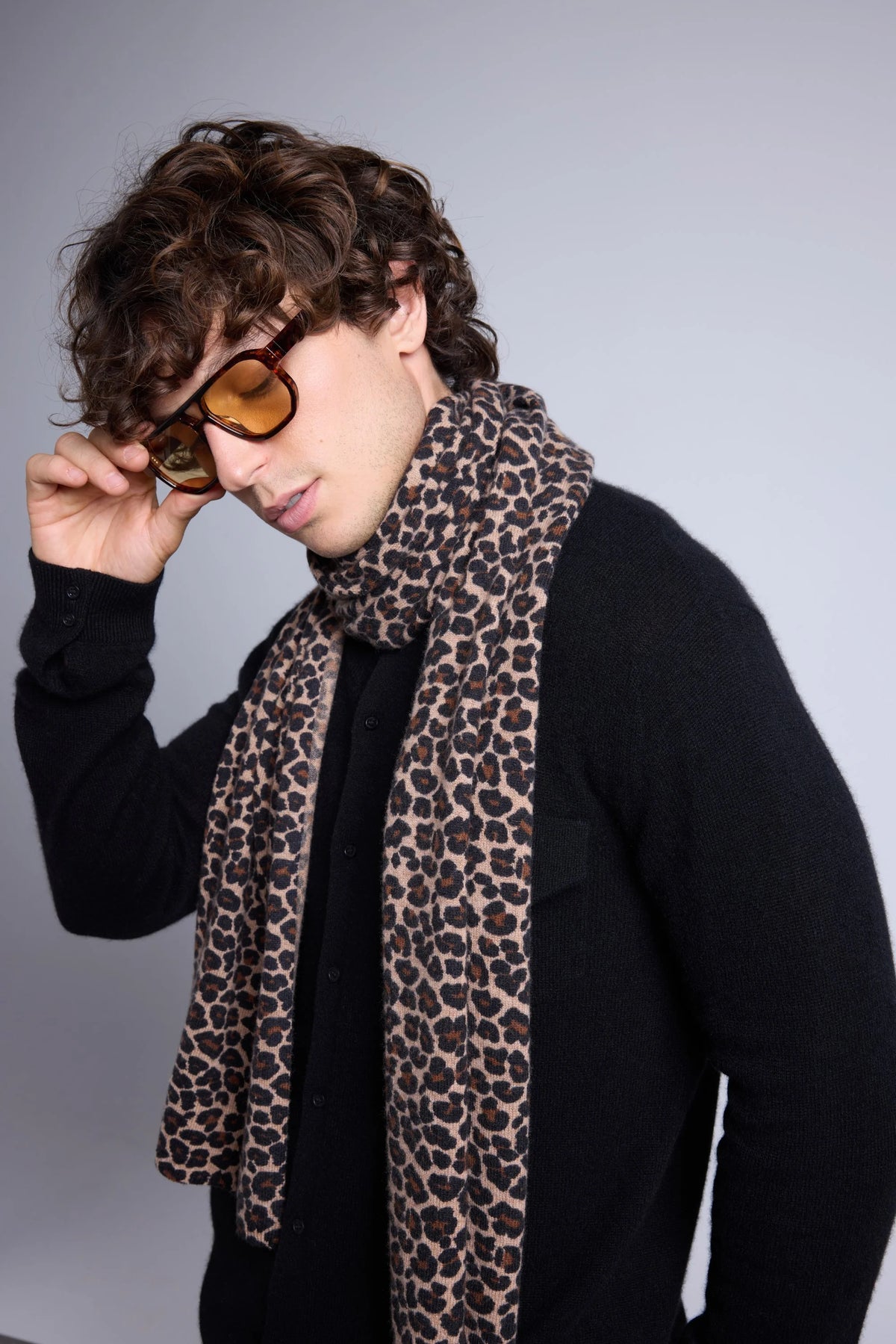 Schal Pardy – Beige Leopard – Unisex – 100 % Kaschmir