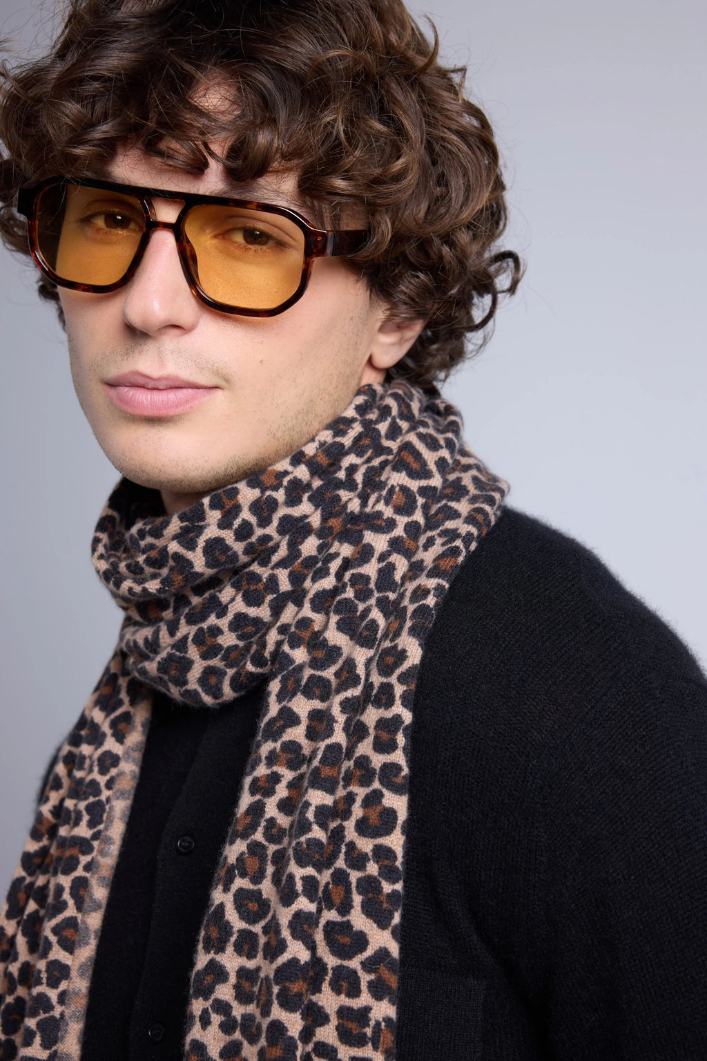 Schal Pardy – Beige Leopard – Unisex – 100 % Kaschmir