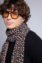 Schal Pardy – Beige Leopard – Unisex – 100 % Kaschmir