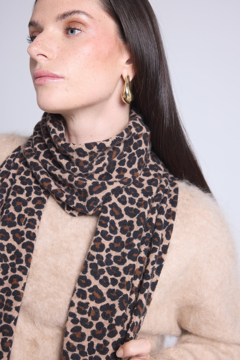 Schal Pardy – Beige Leopard – Unisex – 100 % Kaschmir