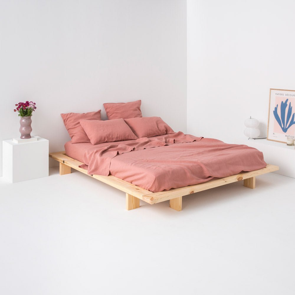 Sábana Encimera - Lino Lavado 190 G/M² - Rosa Viejo