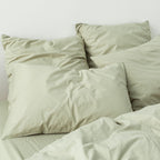 2 Taies D'Oreiller - En Percale De Coton Lavé 300 Fils - Vert Sauge