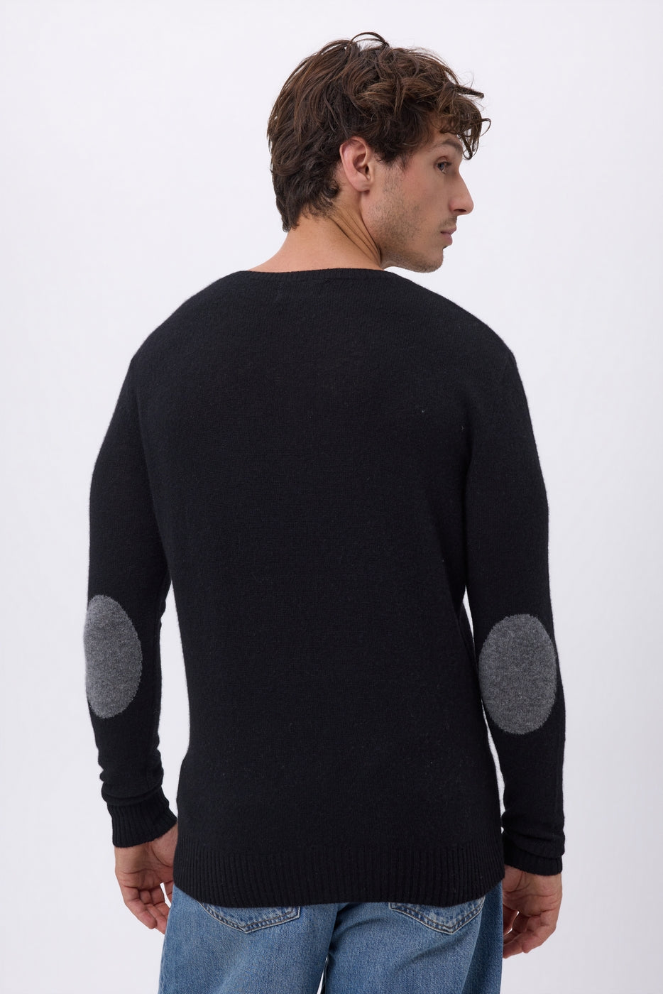 Pull Col Rond Coudieres Paxton - Noir Patch Gris Fonce - Homme - 100% Cachemire