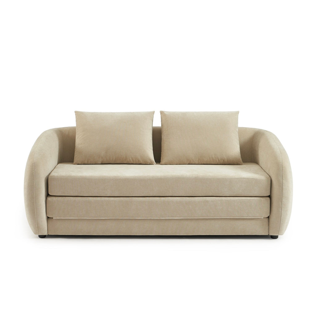 Paz – Sofa prosta 2-osobowa – Tkanina szenilowa beżowa