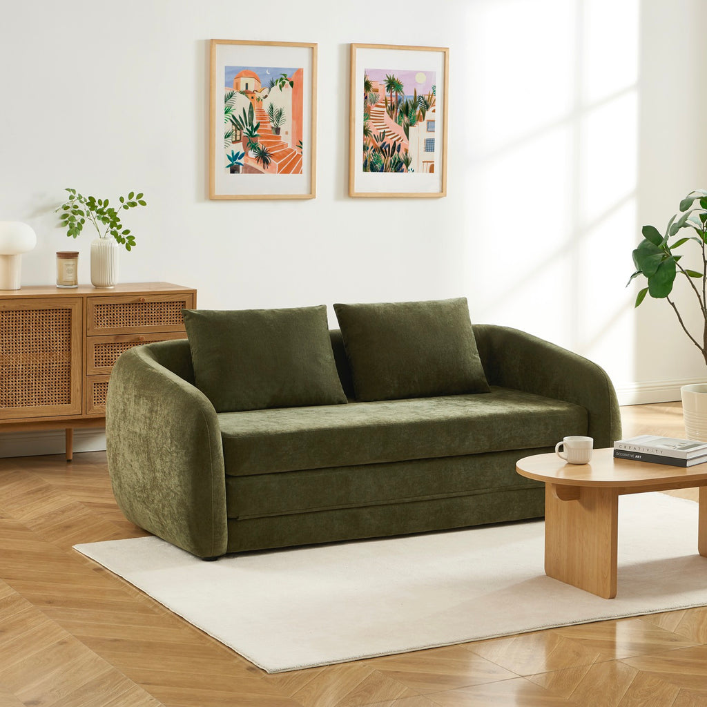 Paz – Gerades 2-Sitzer-Sofa – Chenille-Stoff Grün
