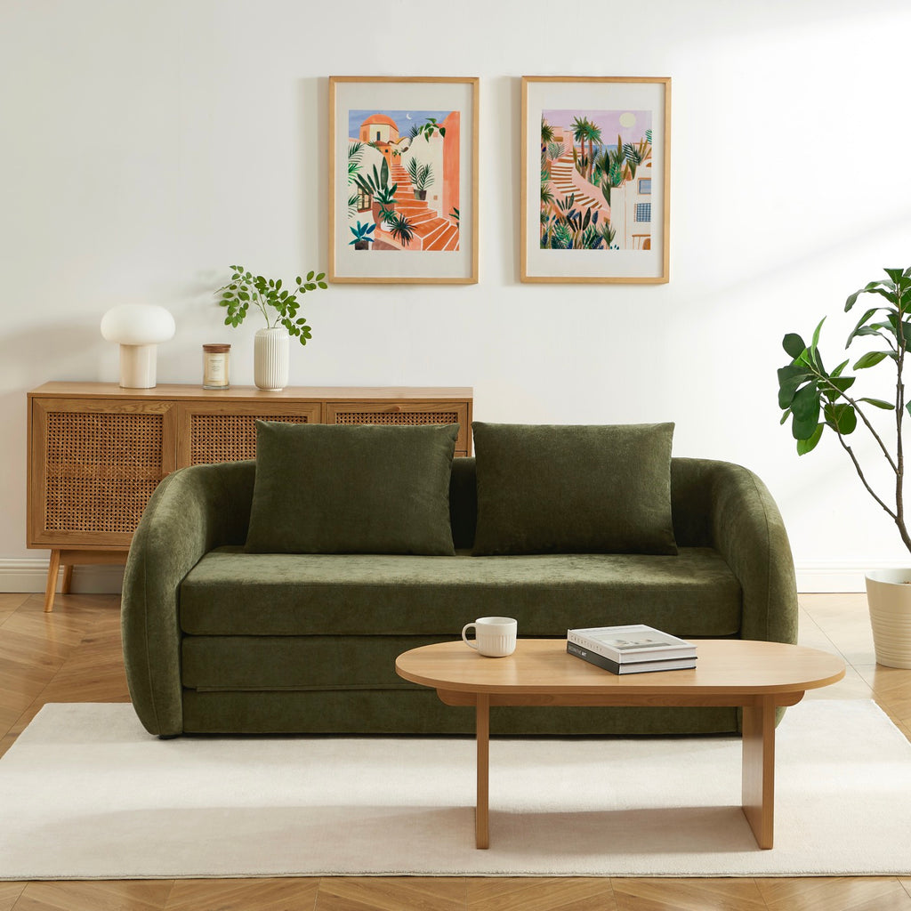 Paz – Gerades 2-Sitzer-Sofa – Chenille-Stoff Grün