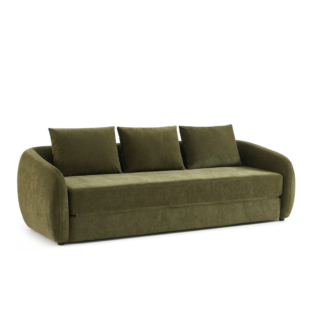 Paz - Lige 3-personers Sofa - Grønt Chenillestof