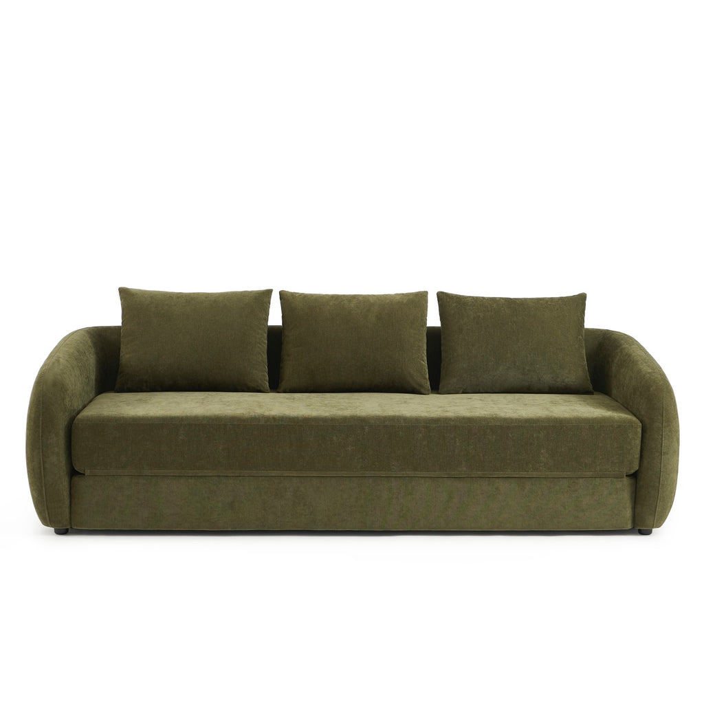 Paz - Lige 3-personers Sofa - Grønt Chenillestof