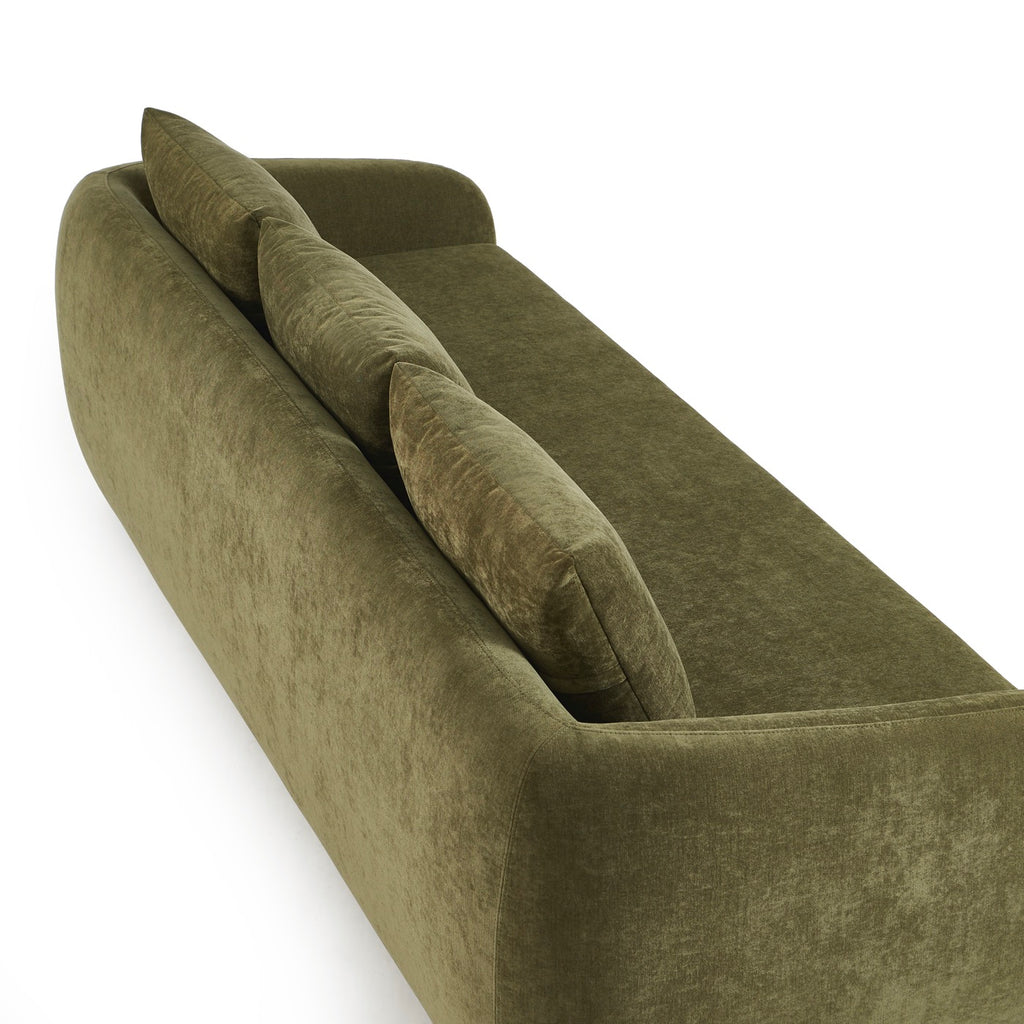 Paz - Lige 3-personers Sofa - Grønt Chenillestof