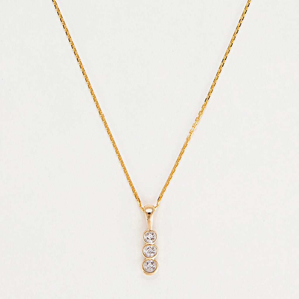 "Mini Trilogy" pendant D0.02Ct/3 - 375/1000 Yellow Gold